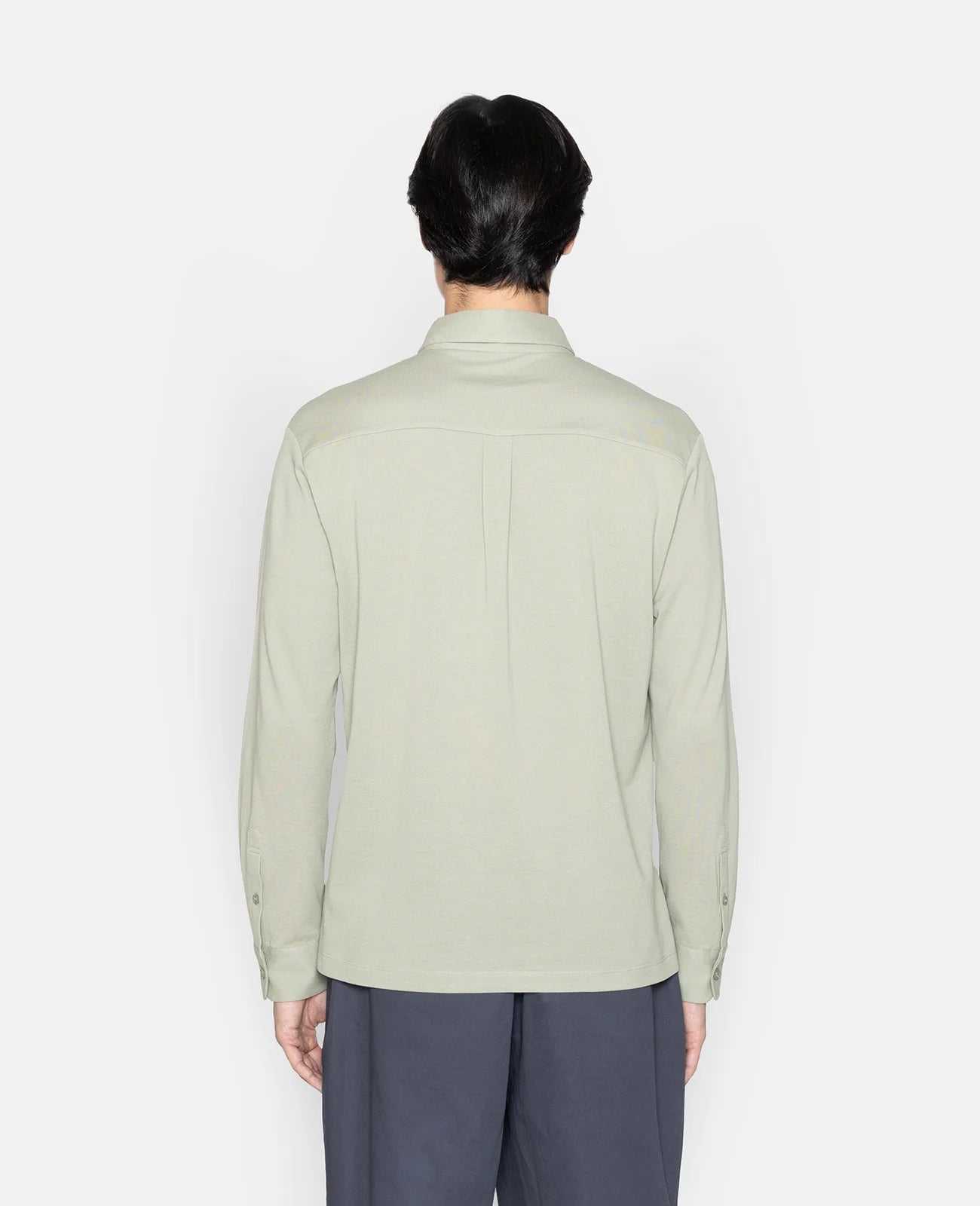 Pique Buttoned Collar Long Sleeve Polo