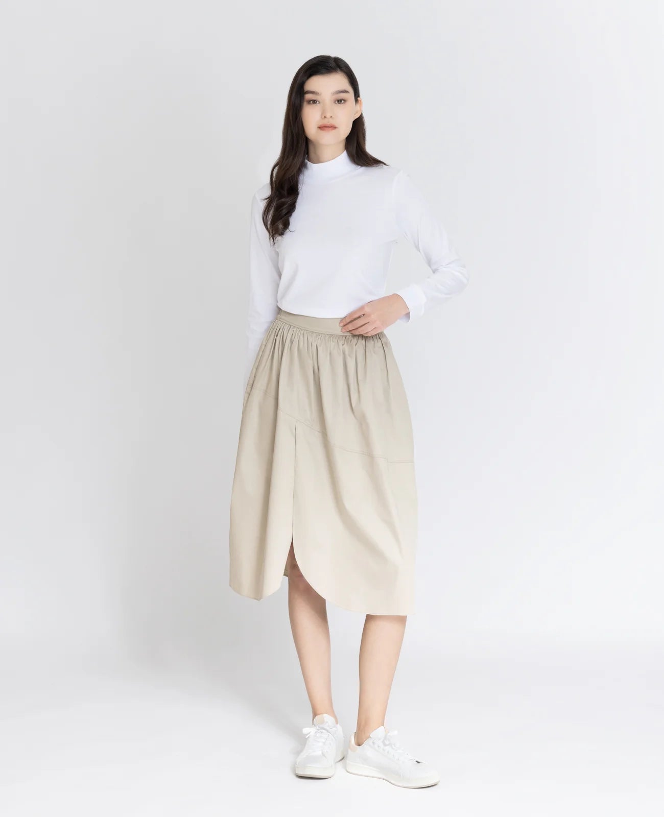 Supima High Neck Long Sleeve Tee