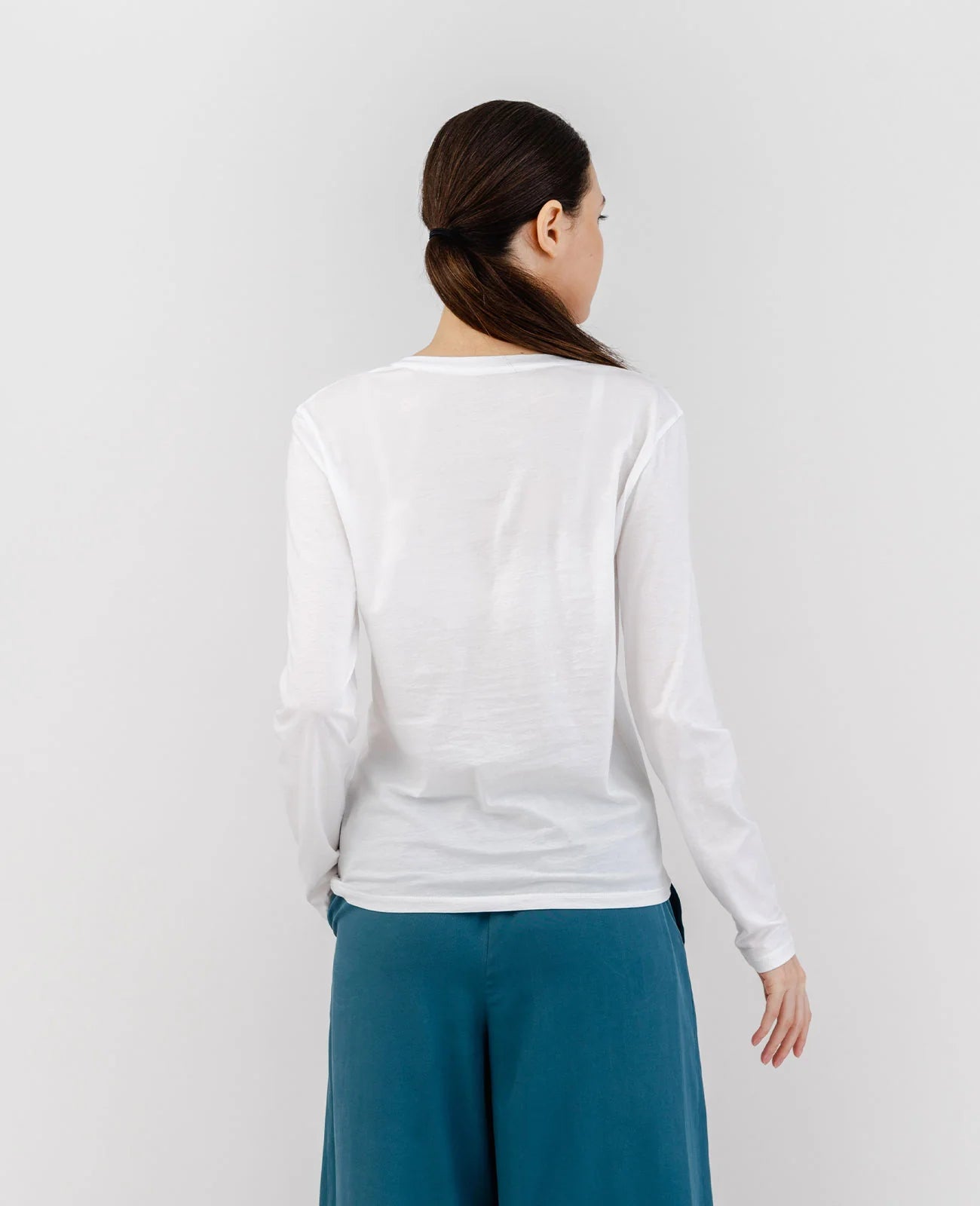 Organic Pima Cotton Long Sleeve V Neck Tee
