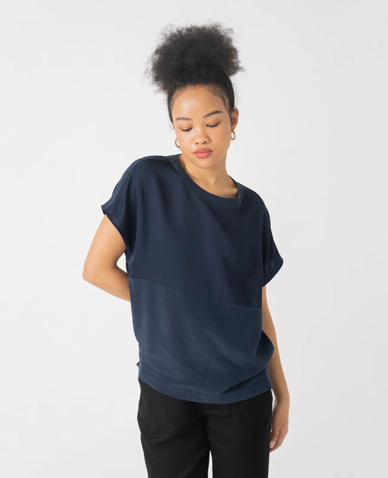 Silk Dropped Shoulder Tee