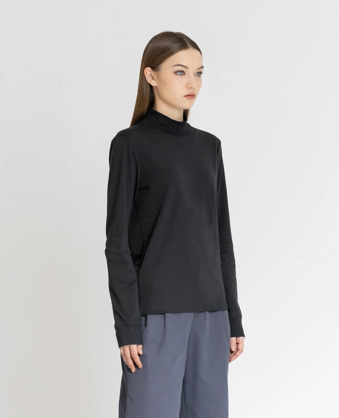 Supima High Neck Long Sleeve Tee
