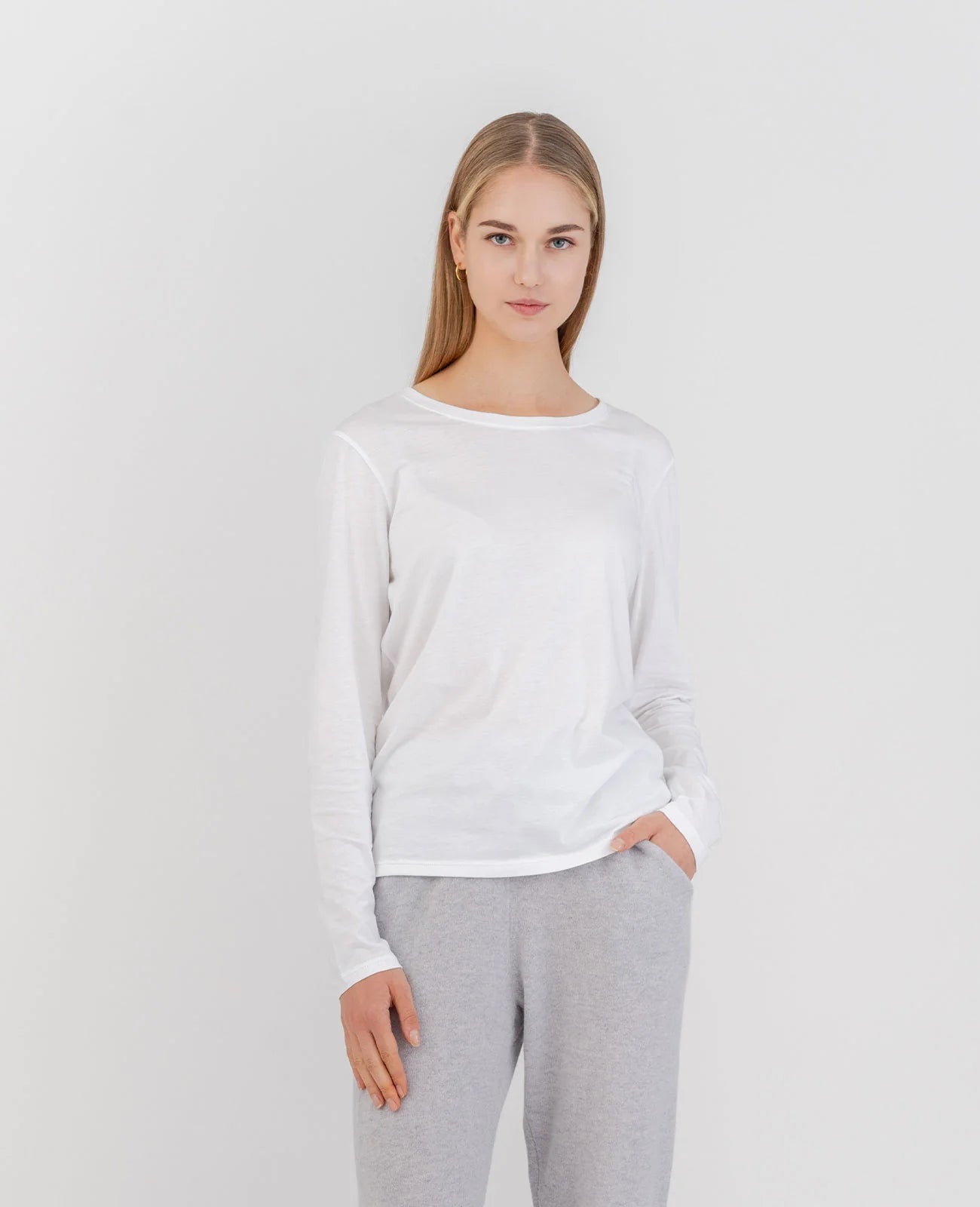Organic Pima Cotton Long Sleeve Crew Neck Tee