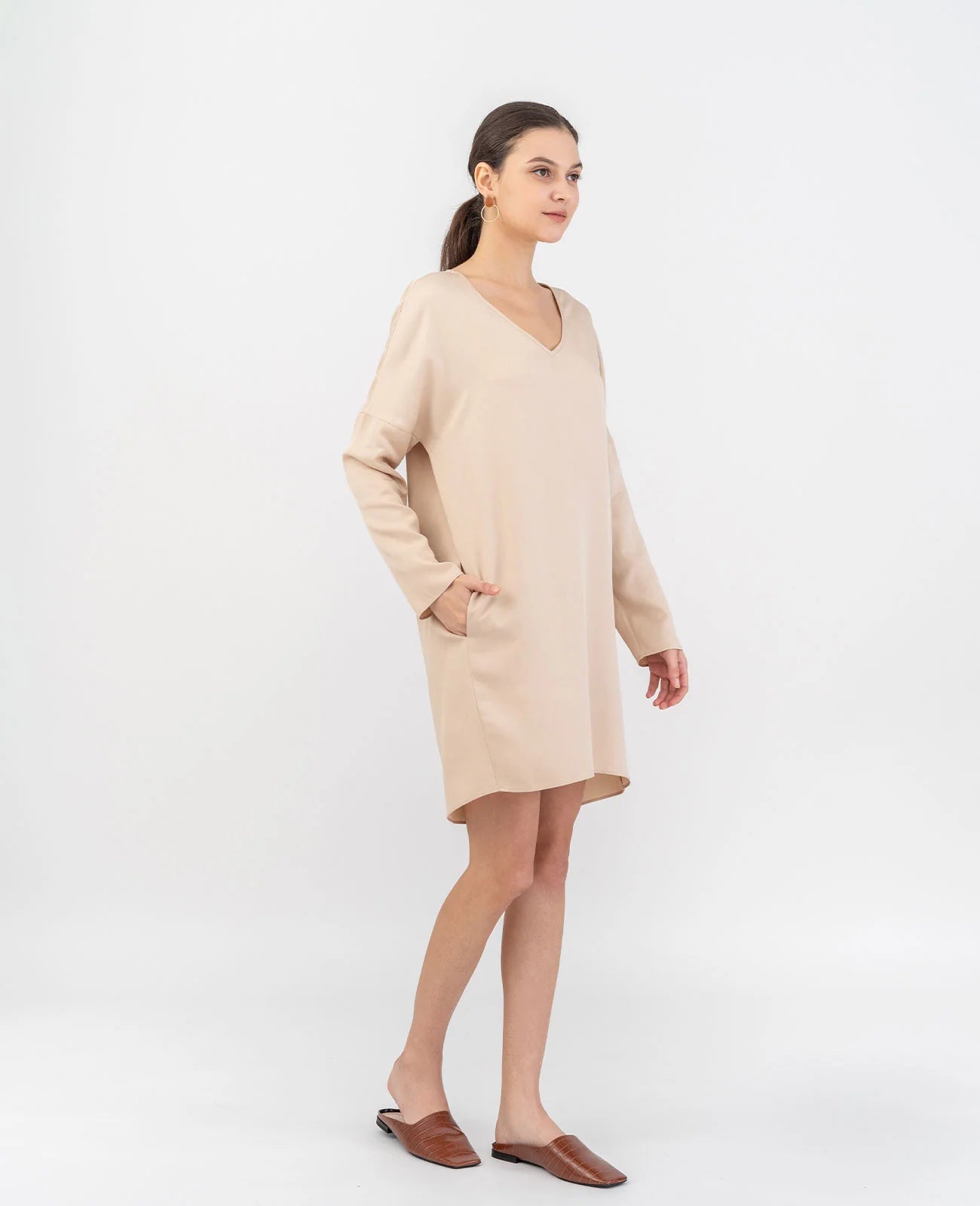 Tencel V-Neck Cocoon Dress