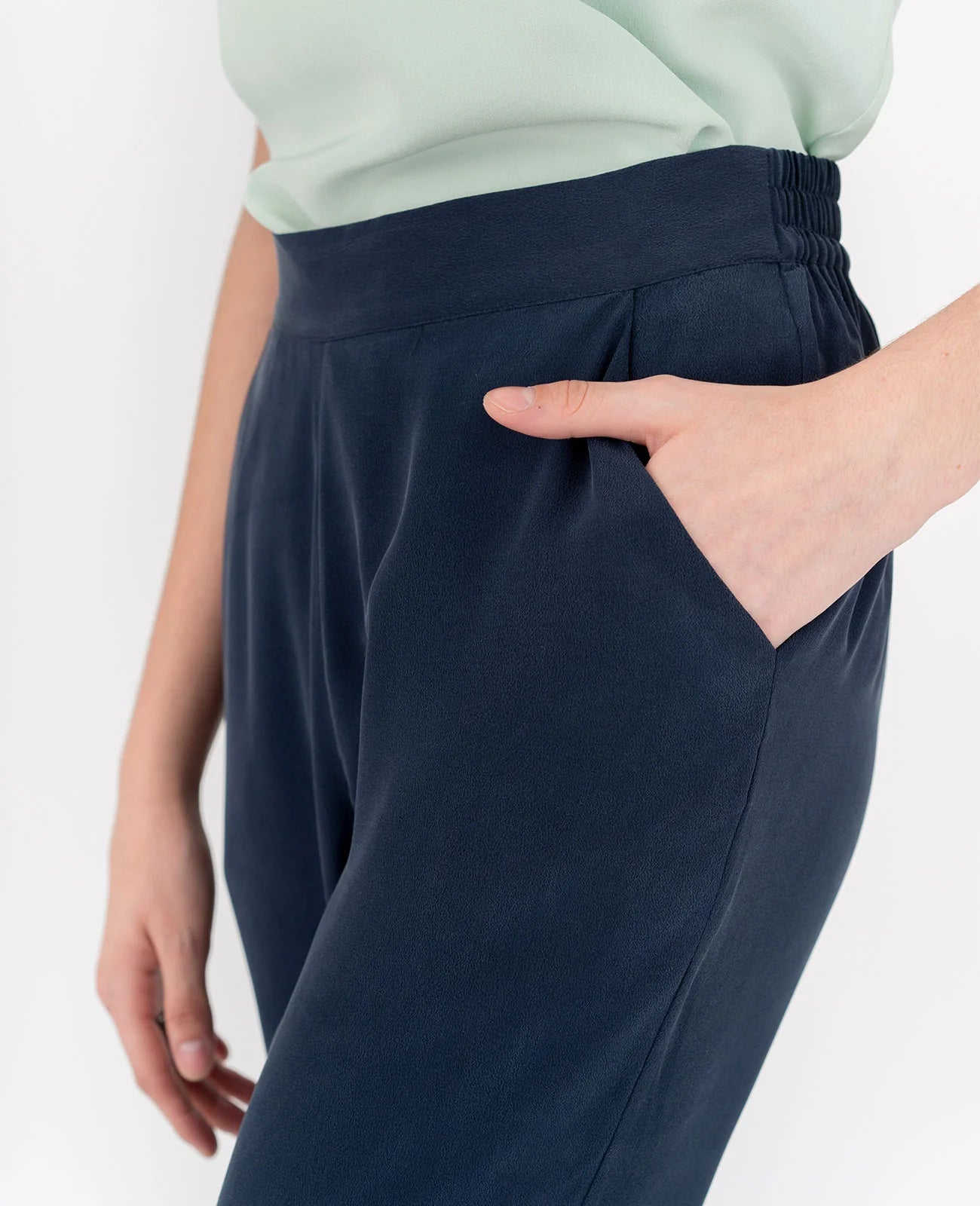 Silk Flat Front Ankle Pants