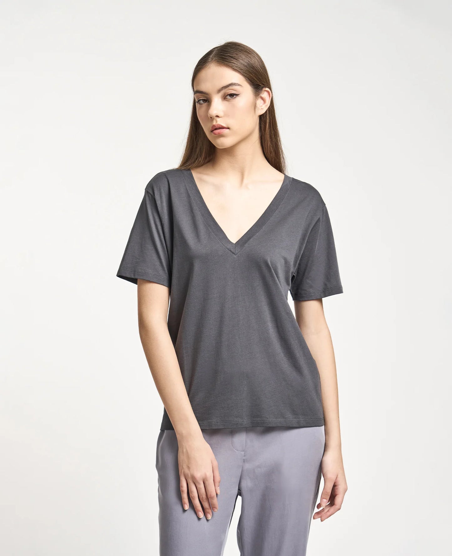 Supima Double V Neck Tee