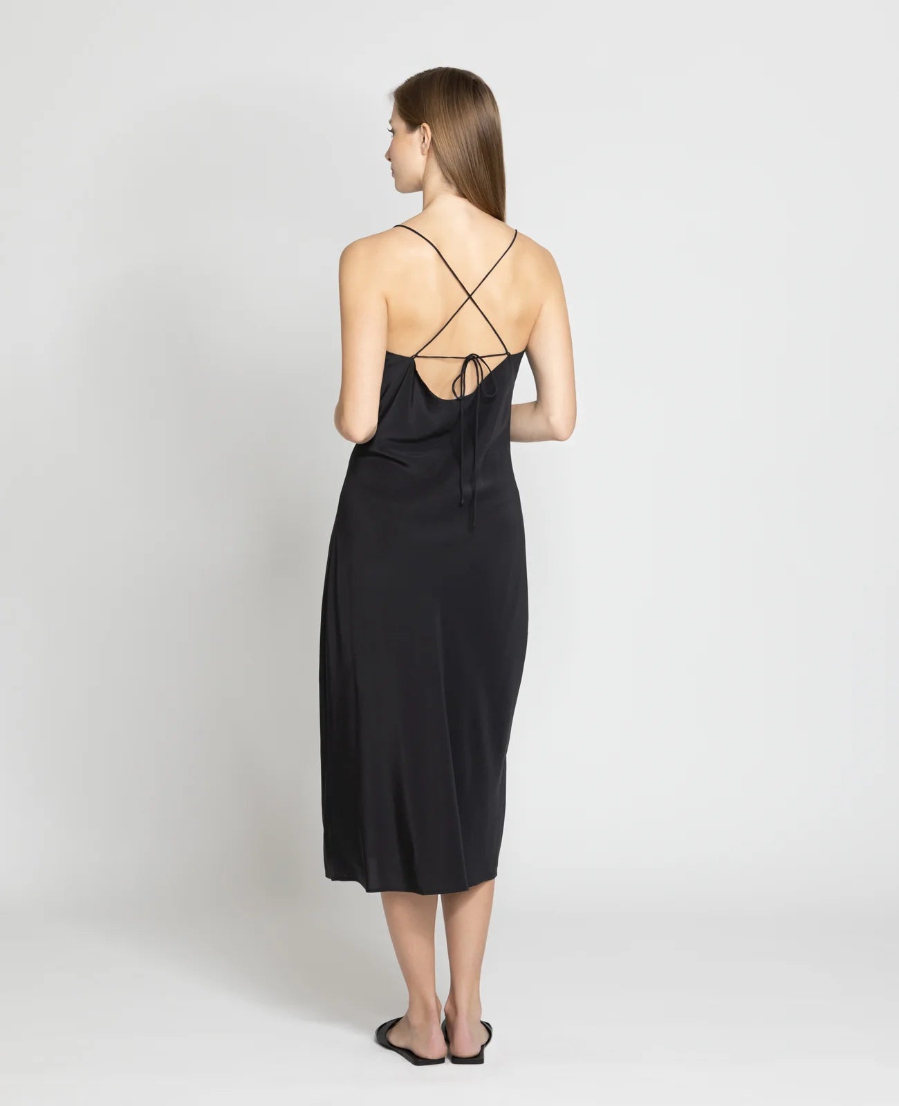 Silk Straight Neck Slip Dress