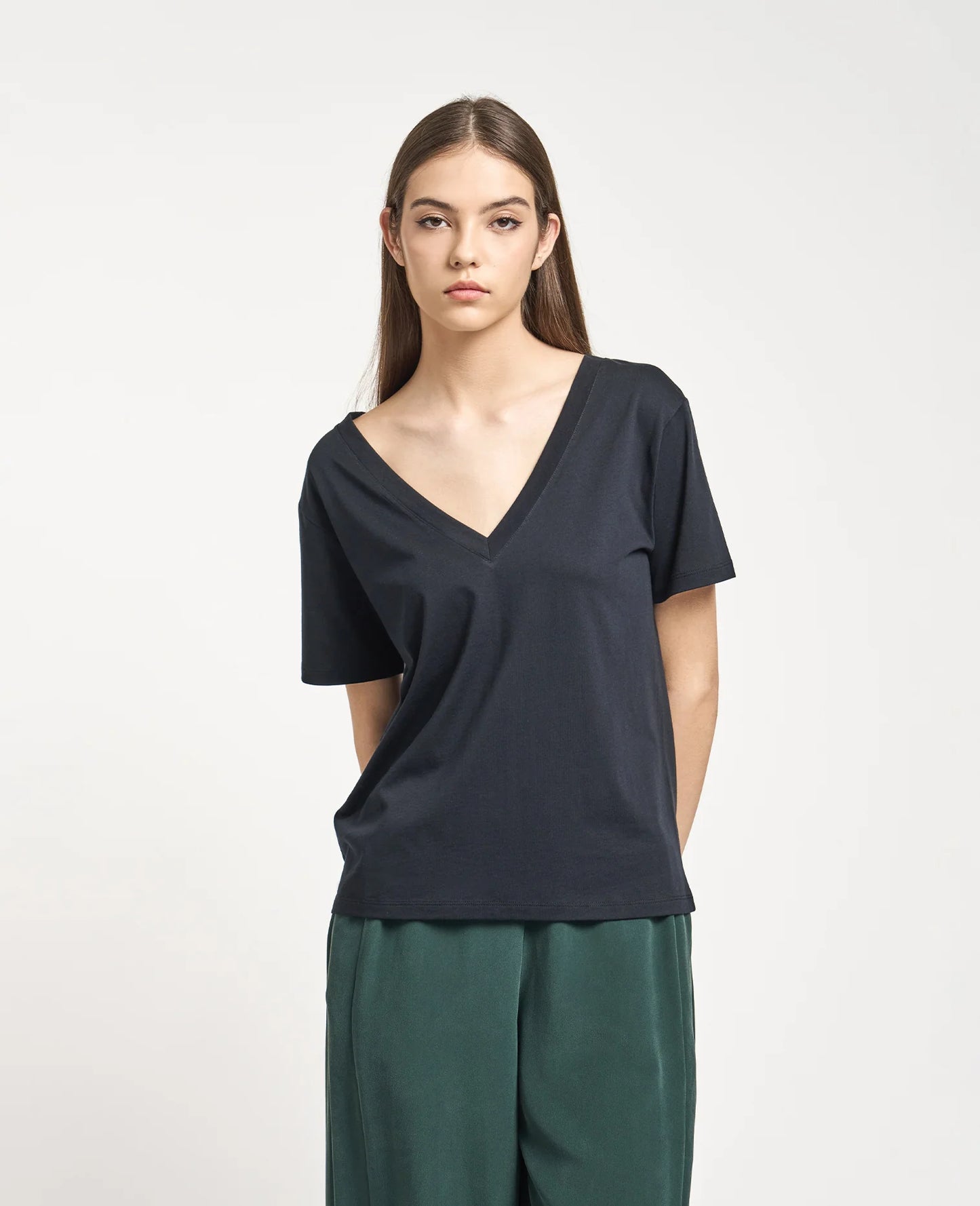 Supima Double V Neck Tee