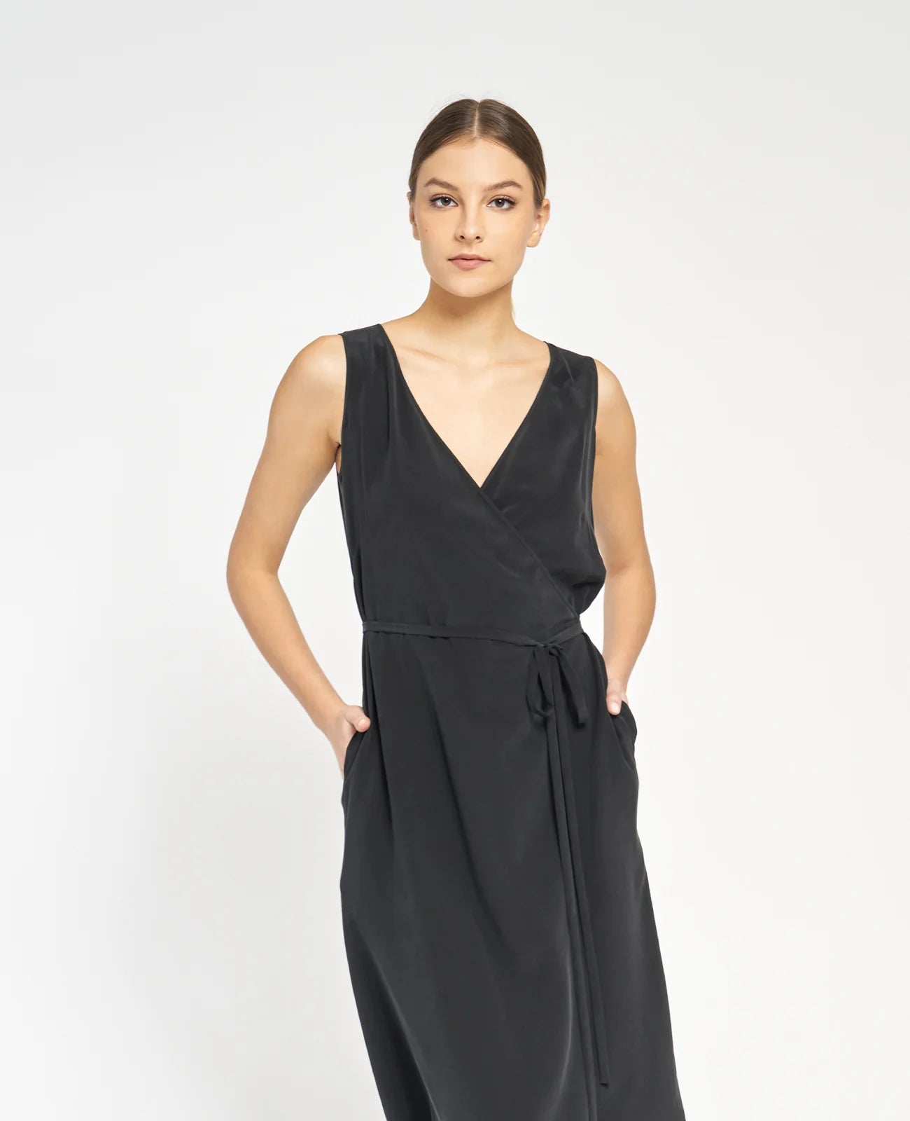 Silk Wrap Tank Dress