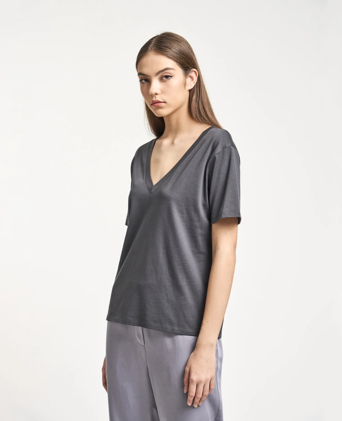 Supima Double V Neck Tee