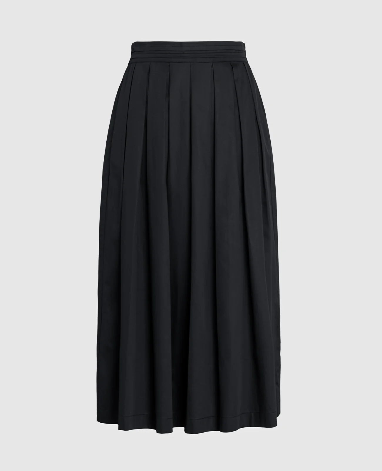 Supima Poplin Pleated Midi Skirt