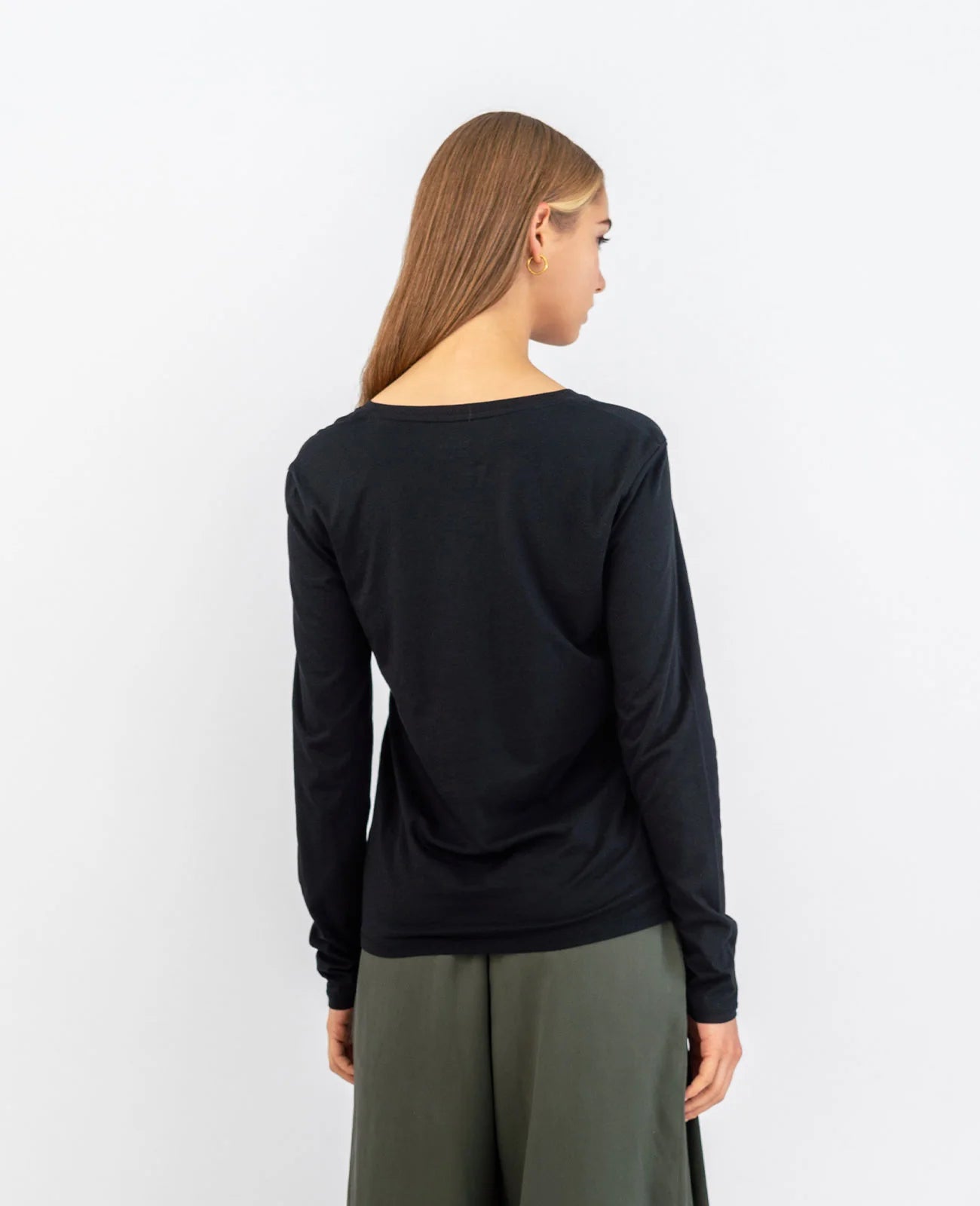 Organic Pima Cotton Long Sleeve V Neck Tee