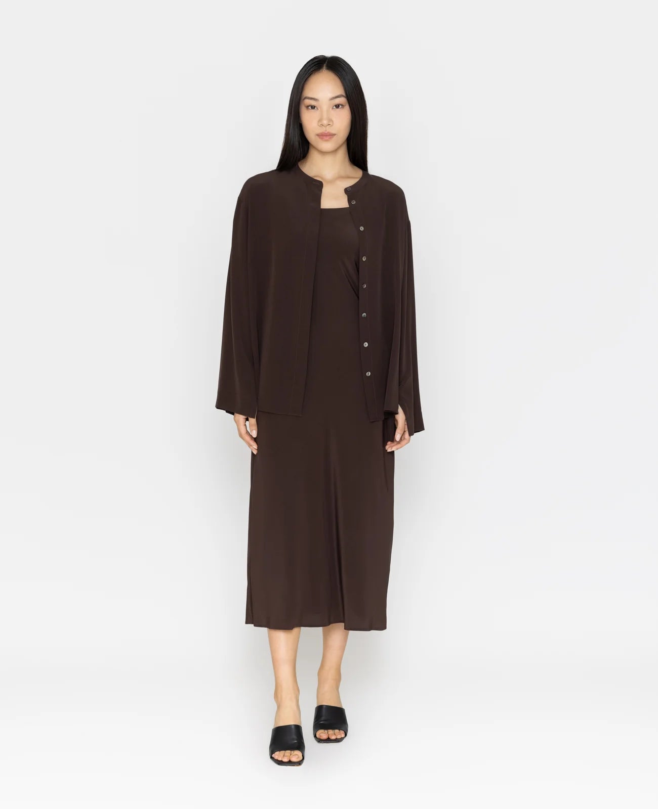 Silk Band Collar Shirt