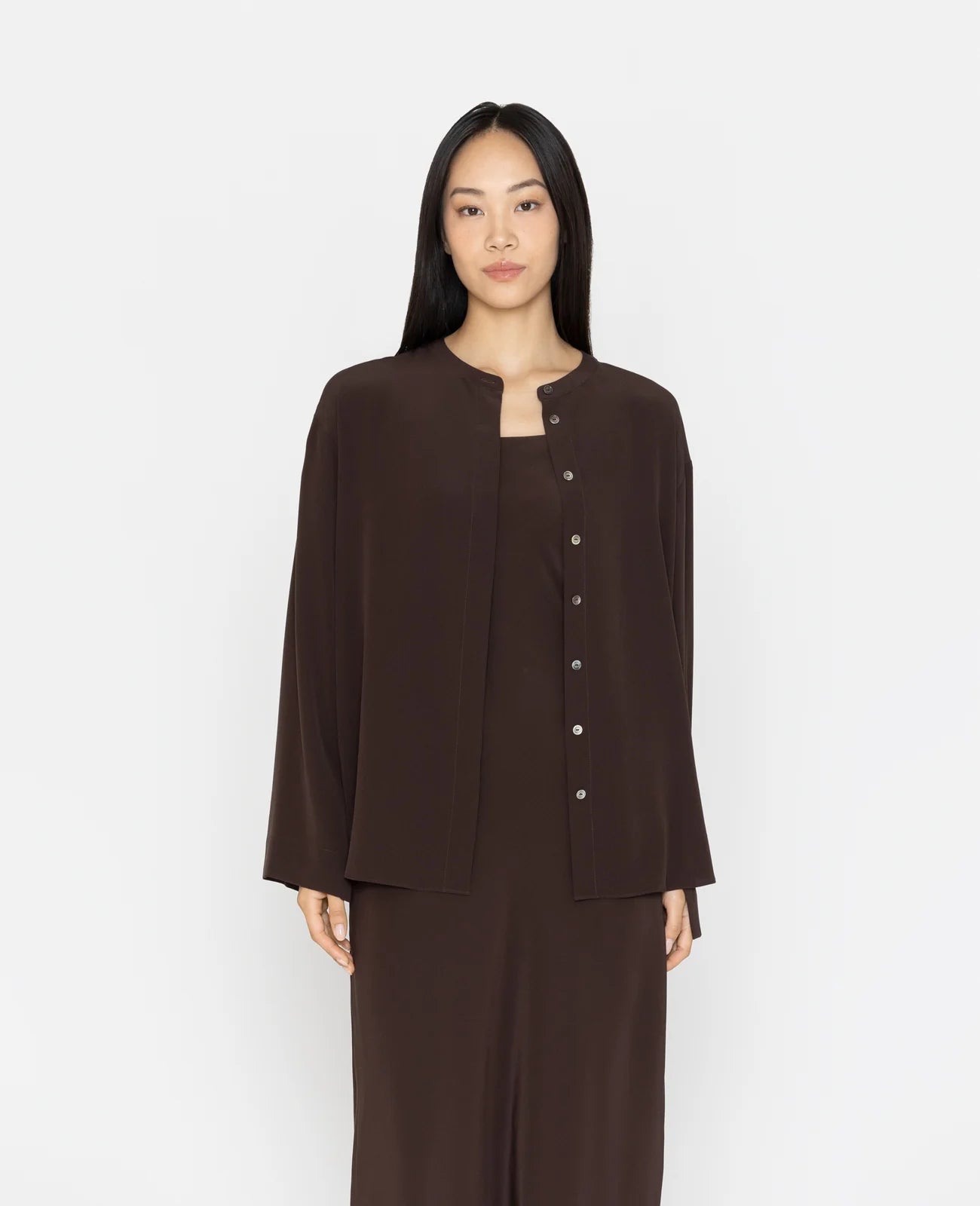 Silk Band Collar Shirt