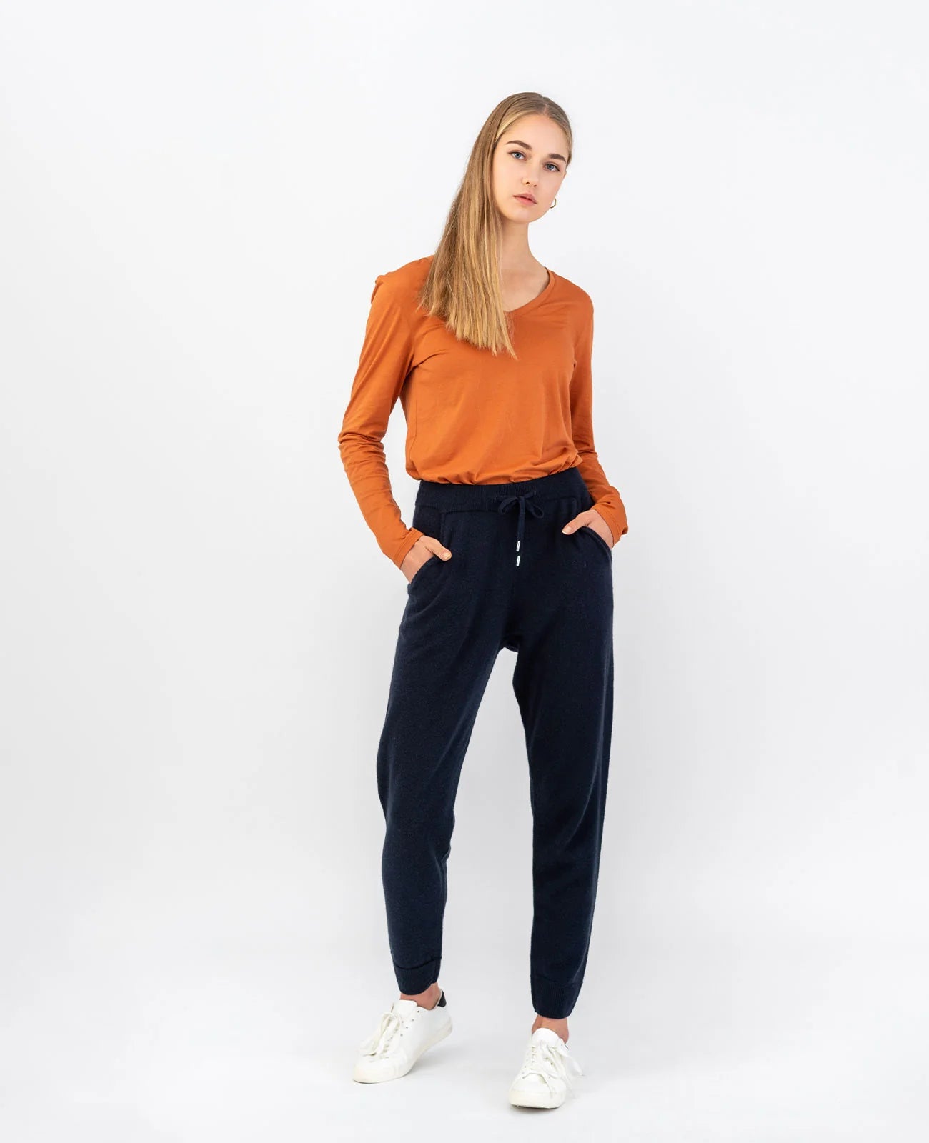 Organic Pima Cotton Long Sleeve V Neck Tee