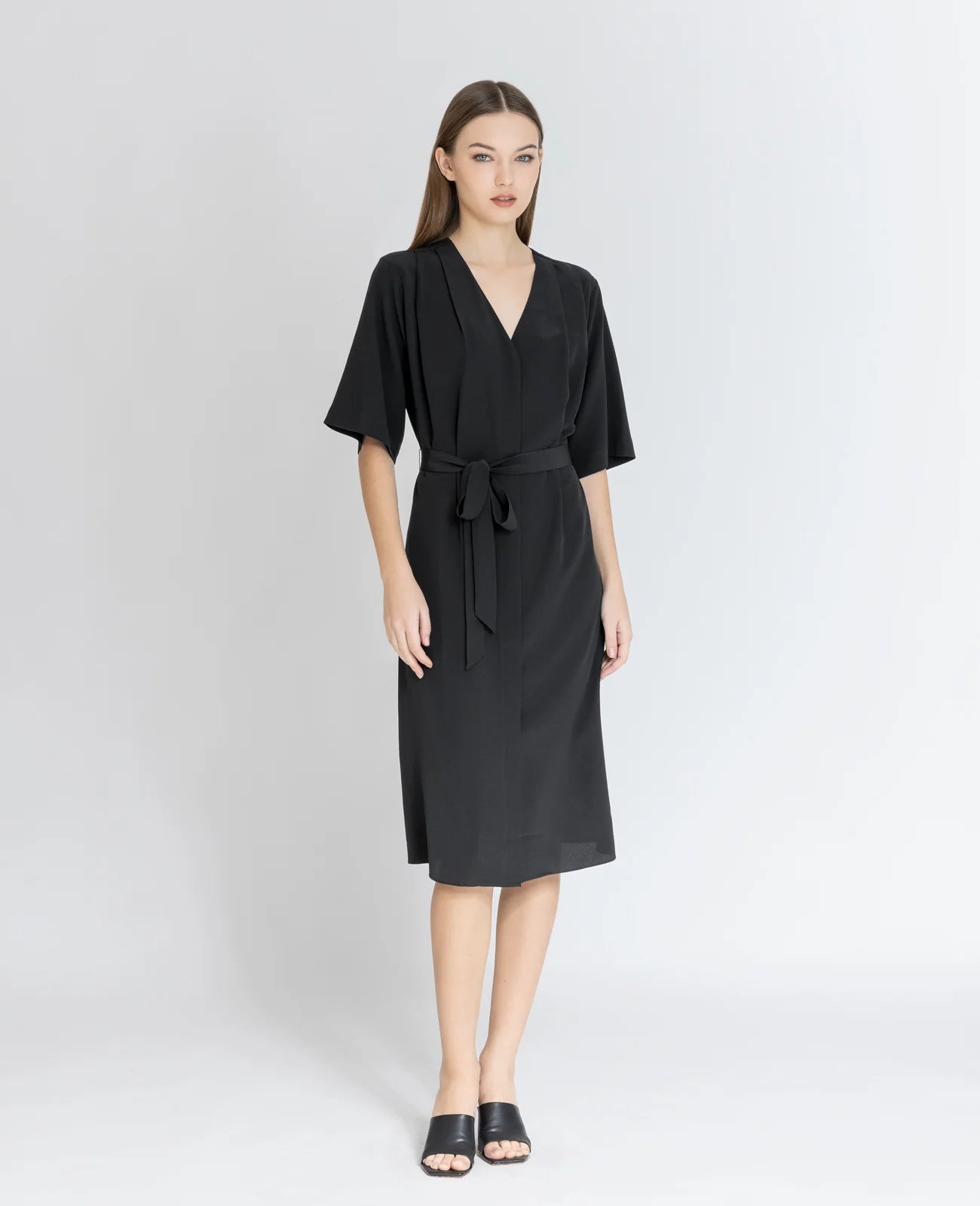 Silk V-neck Shirt Dress