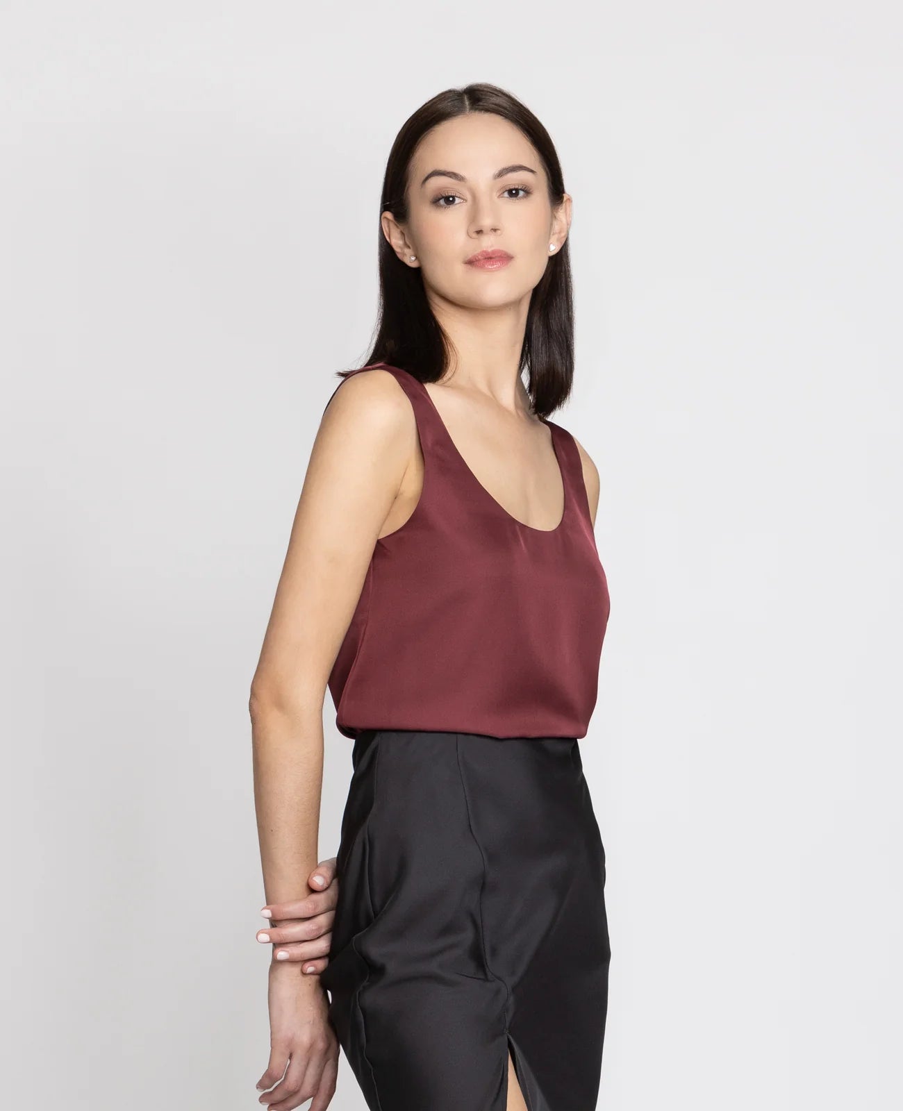 Silk Double Scoop Neck Tank