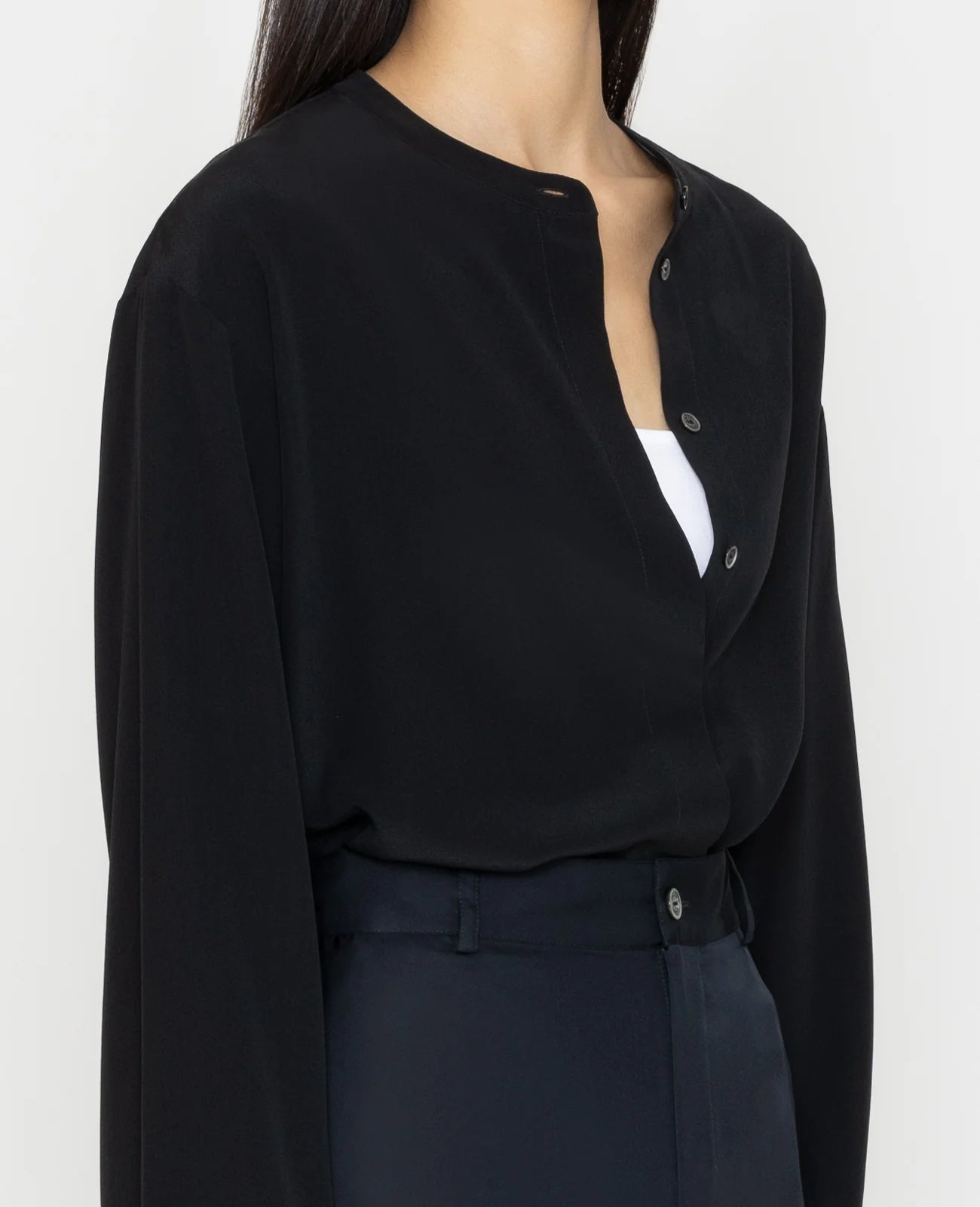 Silk Band Collar Shirt