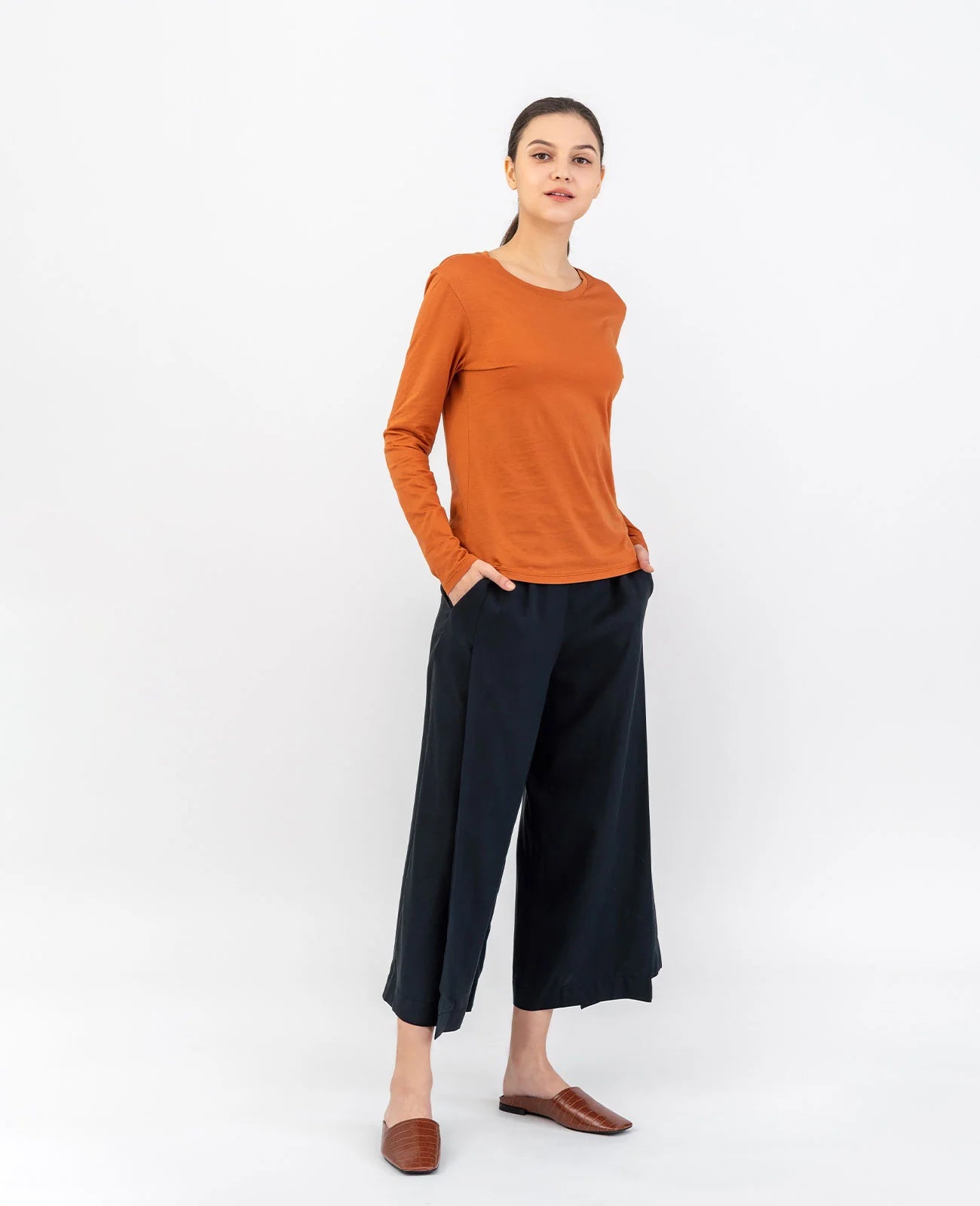 Organic Pima Cotton Long Sleeve Crew Neck Tee