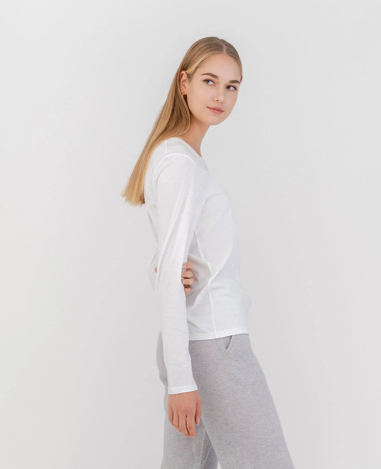 Organic Pima Cotton Long Sleeve Crew Neck Tee