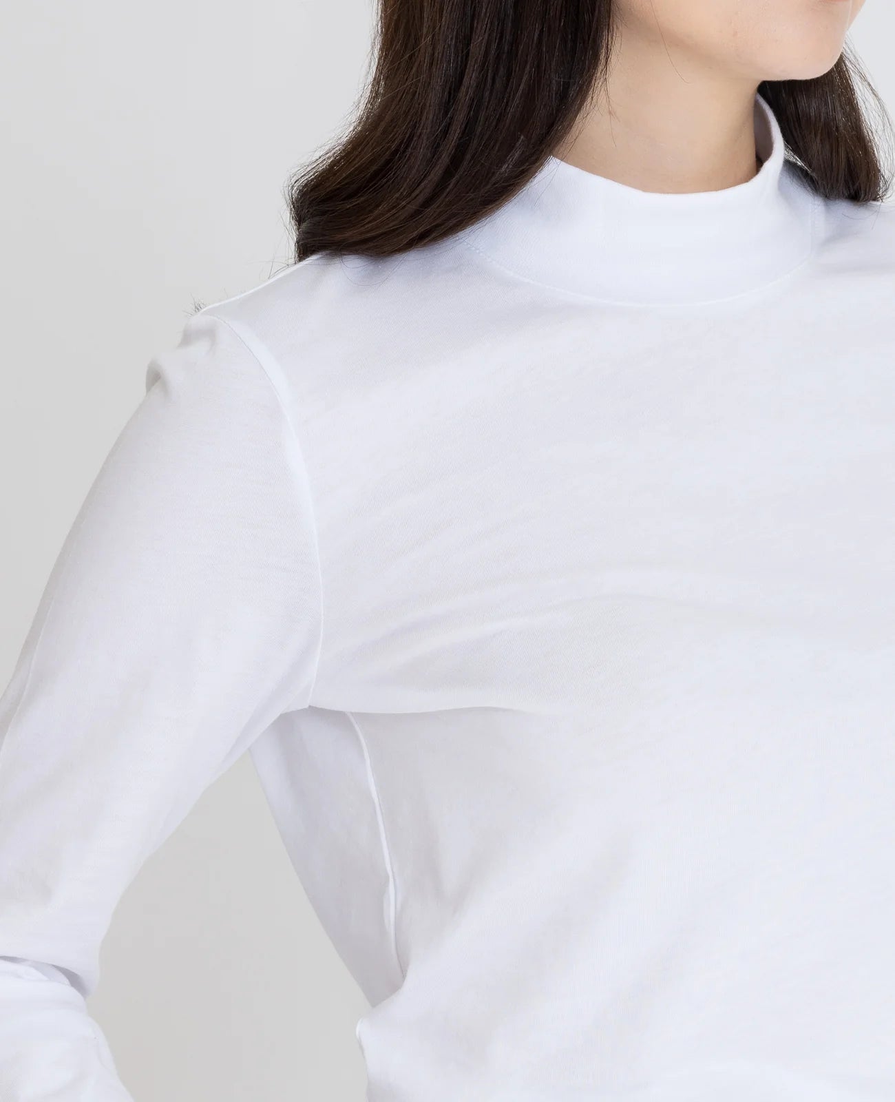Supima High Neck Long Sleeve Tee