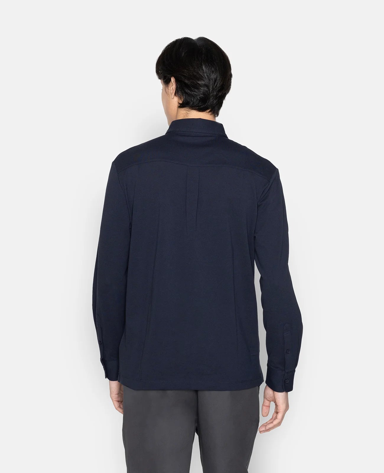 Pique Buttoned Collar Long Sleeve Polo