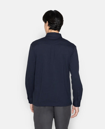 Pique Buttoned Collar Long Sleeve Polo
