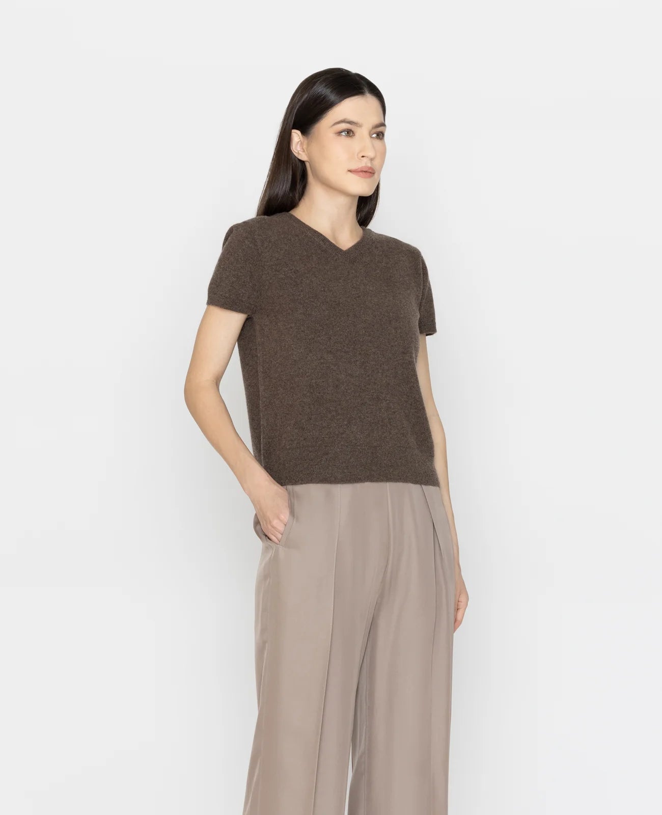 Cashmere 2-Way Short Sleeve Sweater