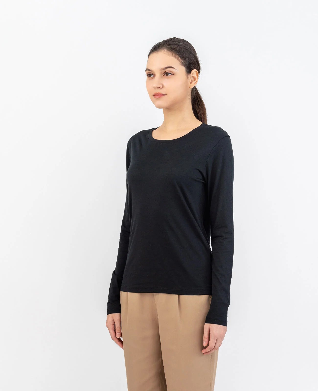 Organic Pima Cotton Long Sleeve Crew Neck Tee