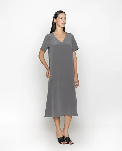 Silk V-neck Tee Dress
