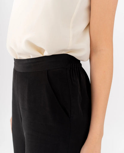 Silk Flat Front Ankle Pants