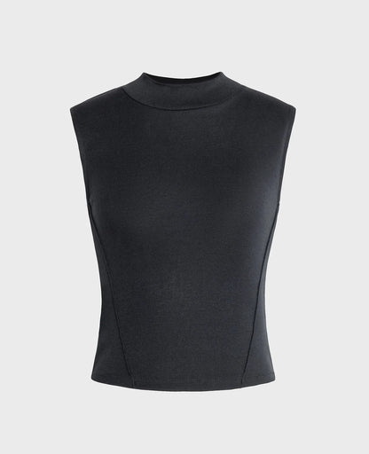 Supima Mock Neck Ribbed Tank