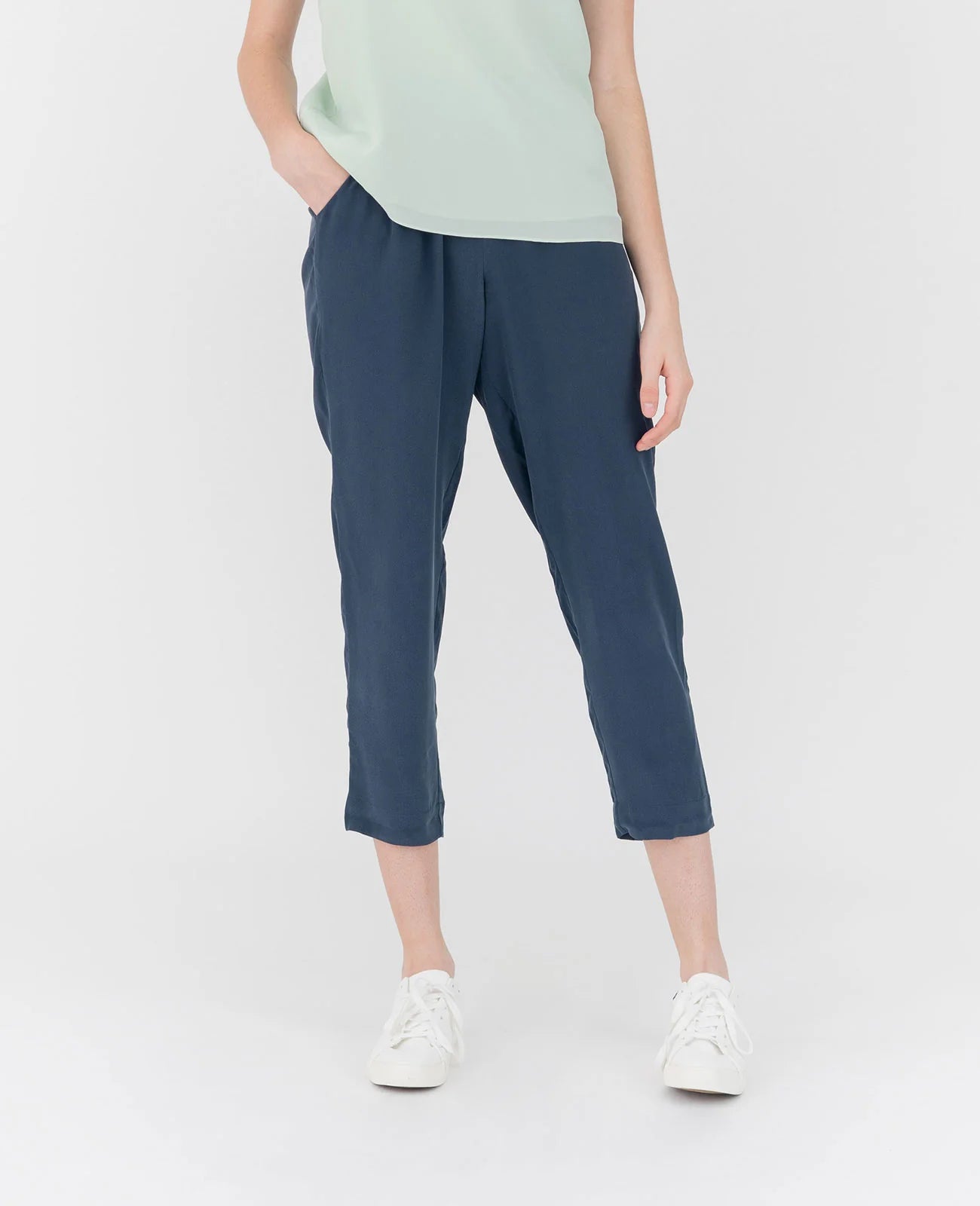 Silk Flat Front Ankle Pants