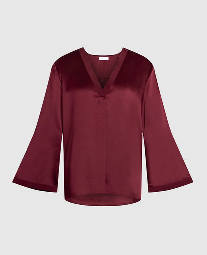 Silk Pyjamas V-Neck Pull Over Blouse