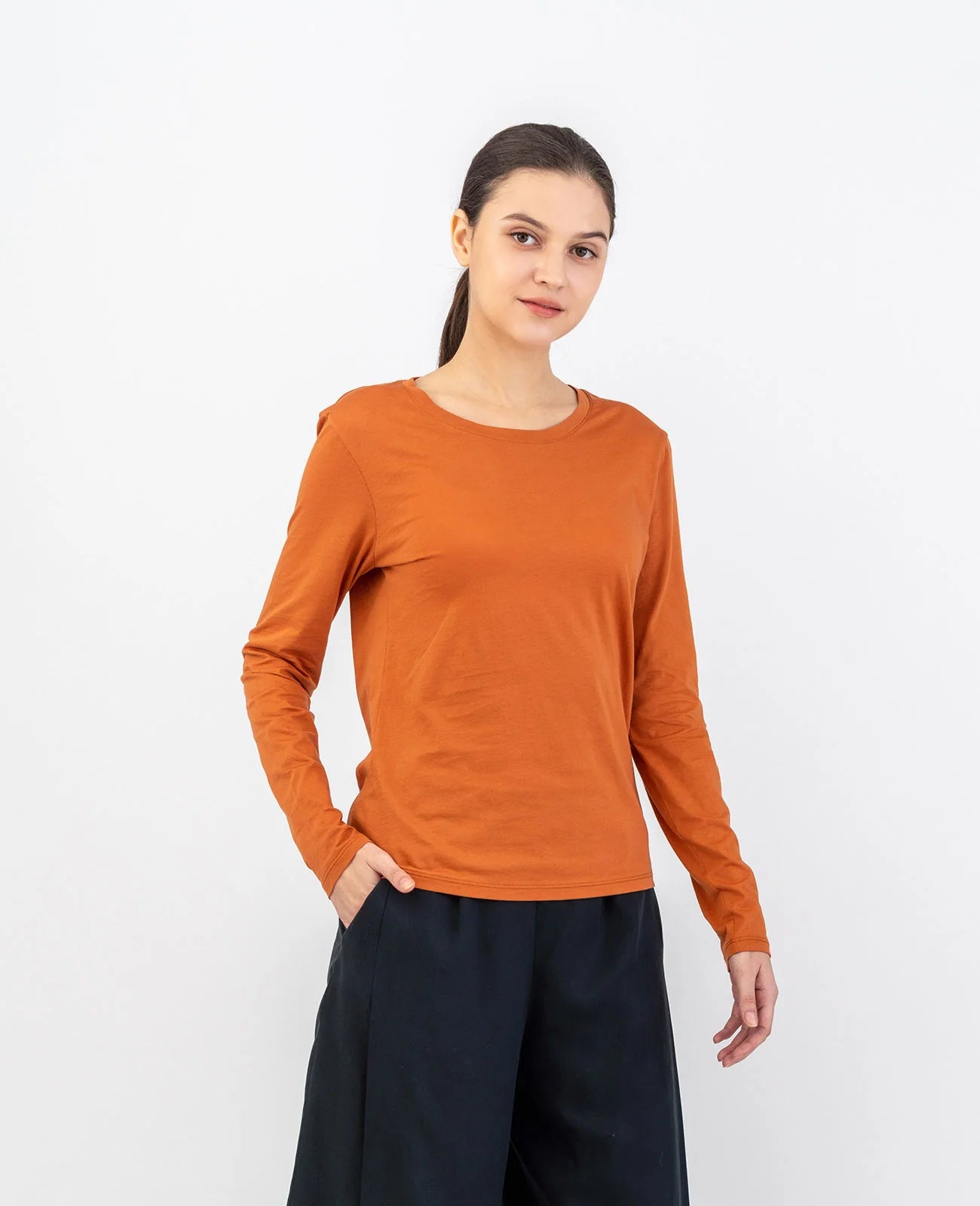 Organic Pima Cotton Long Sleeve Crew Neck Tee