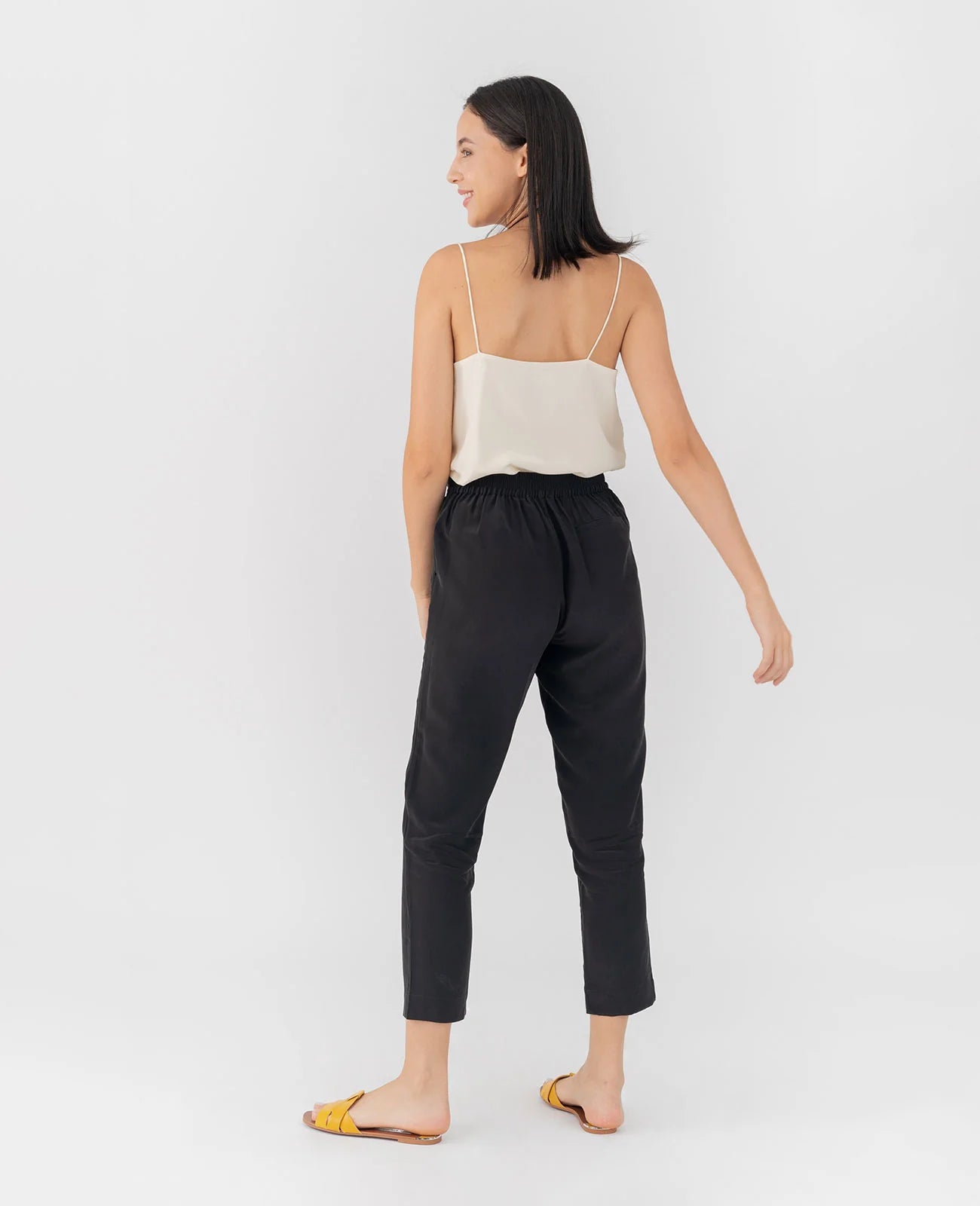 Silk Flat Front Ankle Pants