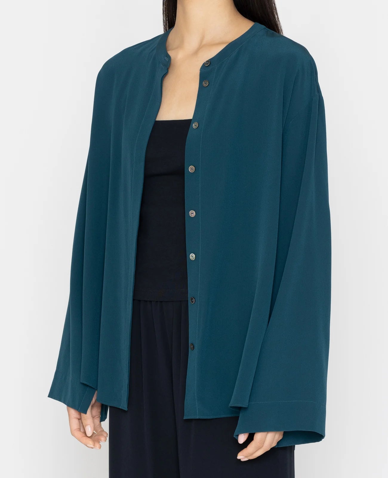 Silk Band Collar Shirt