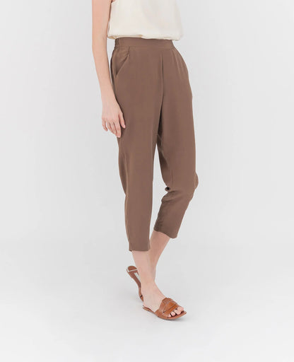 Silk Flat Front Ankle Pants
