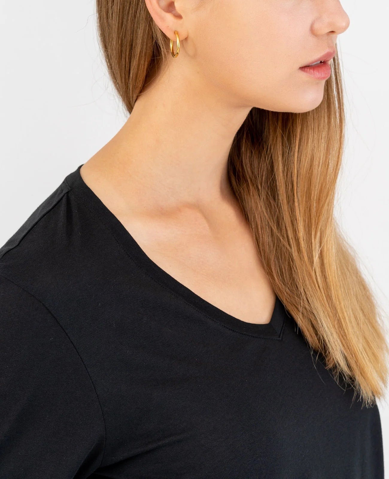 Organic Pima Cotton Long Sleeve V Neck Tee