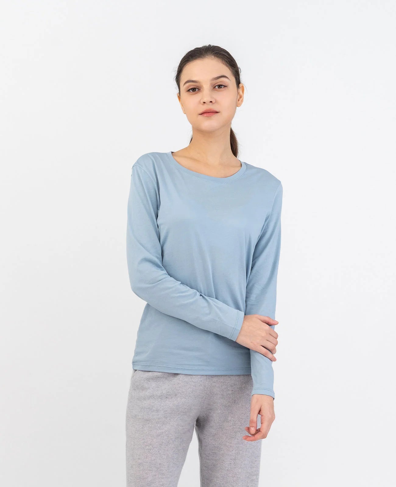 Organic Pima Cotton Long Sleeve Crew Neck Tee