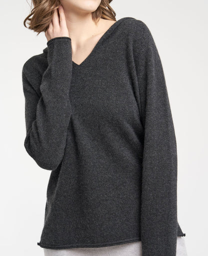 Cashmere V-Neck Hoodie