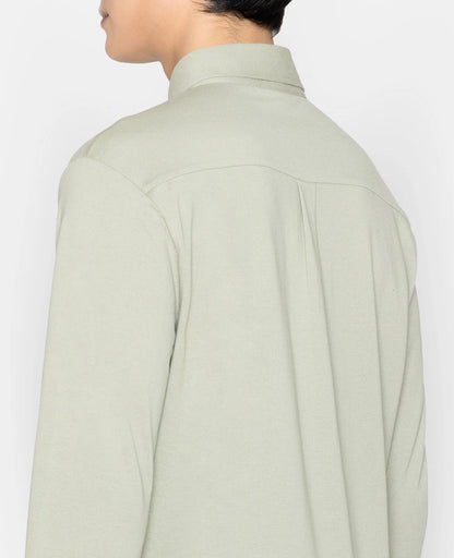 Pique Buttoned Collar Long Sleeve Polo