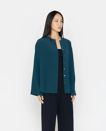 Silk Band Collar Shirt