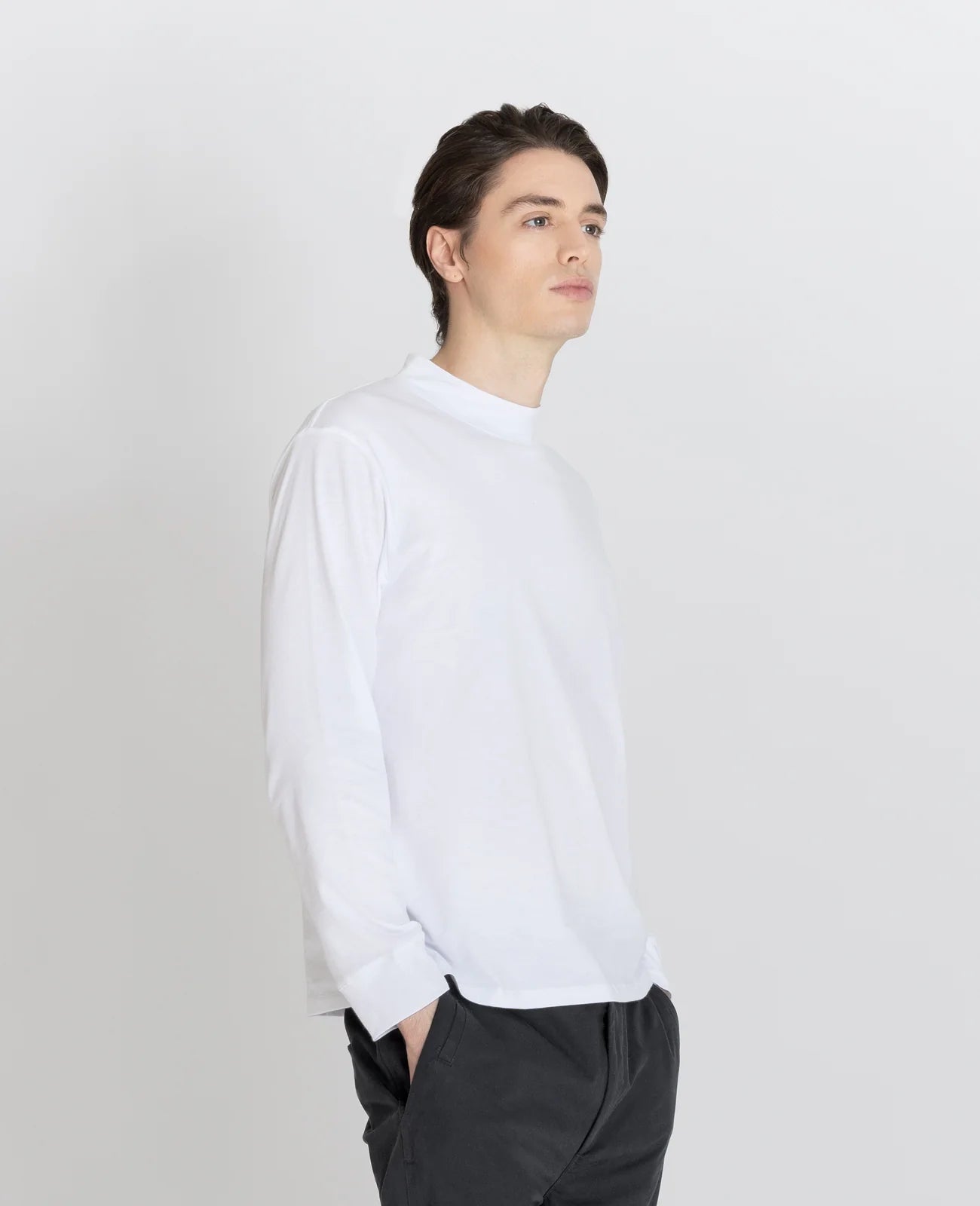 Supima High Neck Long Sleeve Tee