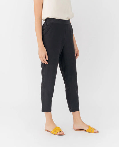 Silk Flat Front Ankle Pants