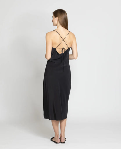 Silk Straight Neck Slip Dress