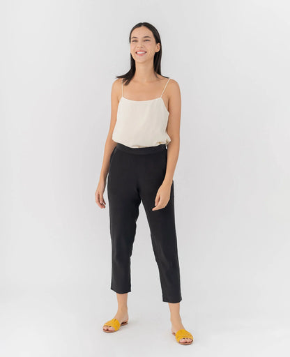 Silk Flat Front Ankle Pants