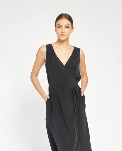 Silk Wrap Tank Dress