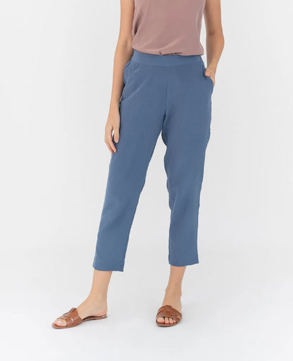 Silk Flat Front Ankle Pants