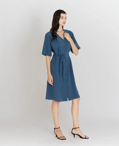 Silk V-neck Shirt Dress