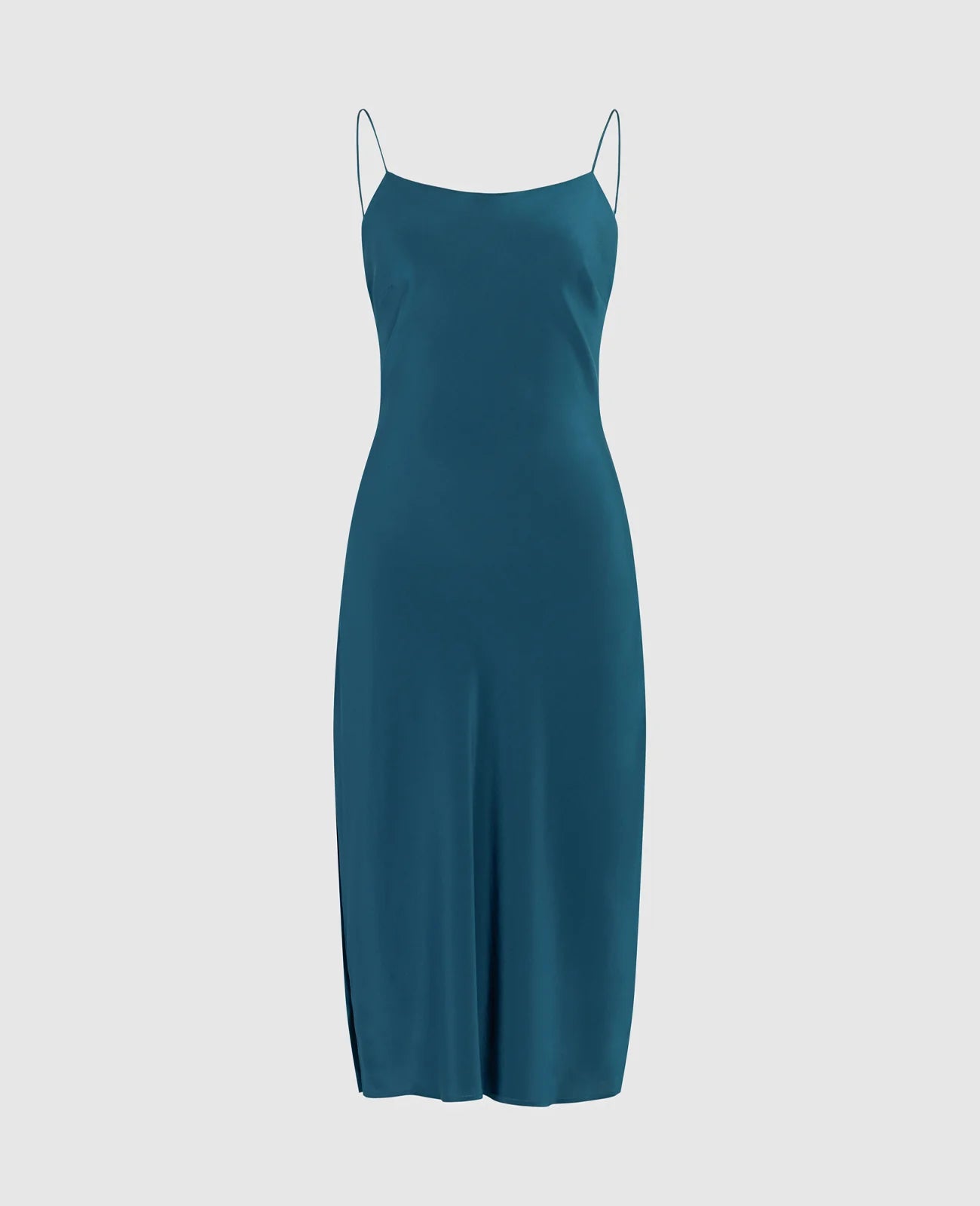 Silk Straight Neck Slip Dress